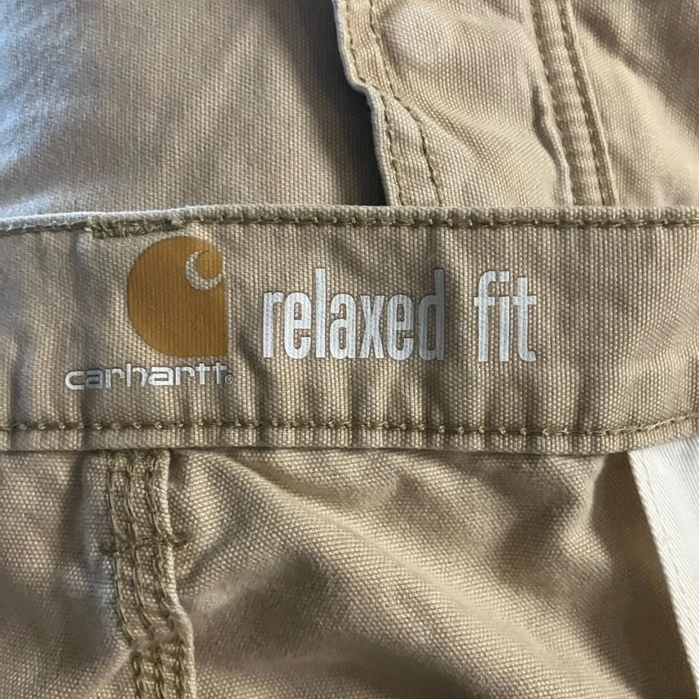 Carhartt Khaki Cargo Workwear Utility Casual Snap Pockets Zip Pants Mens 44 X 30